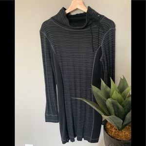 Prana black and grey striped sweater dress